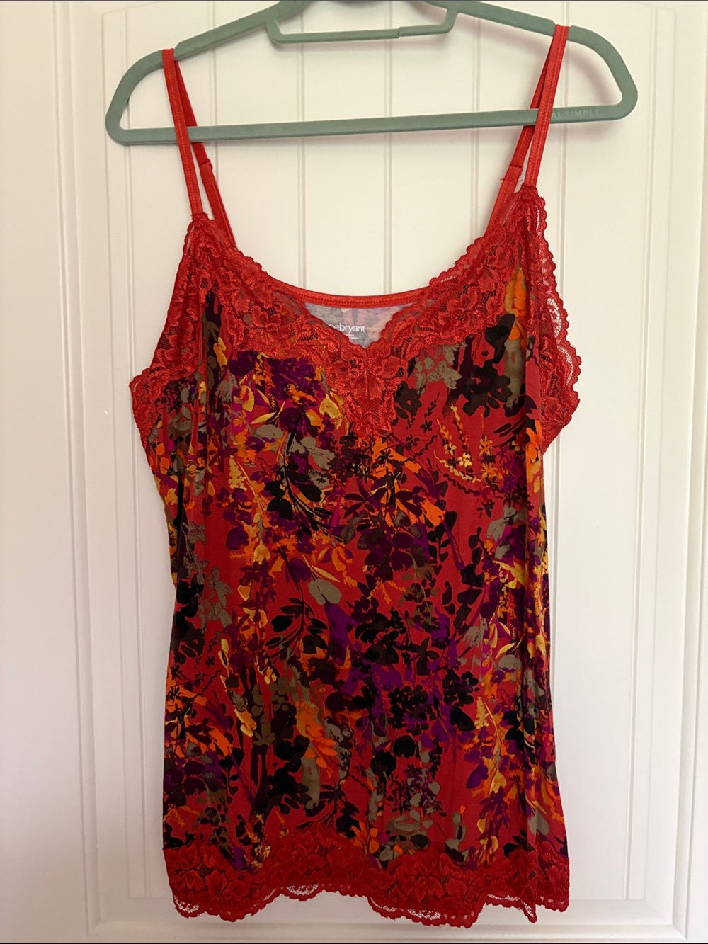 Lane Bryant Burnt Orange Floral Lace-Trim Cami